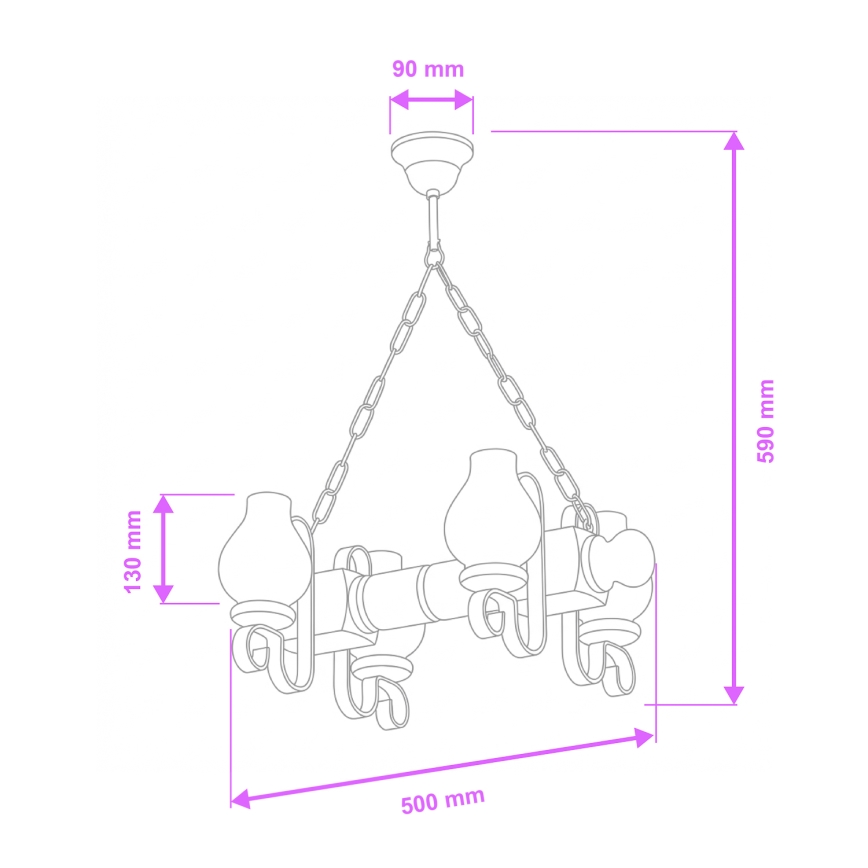 Brilagi - Lustra ar ķēdi RUSTIC 4xE14/40W/230V dižskābardis