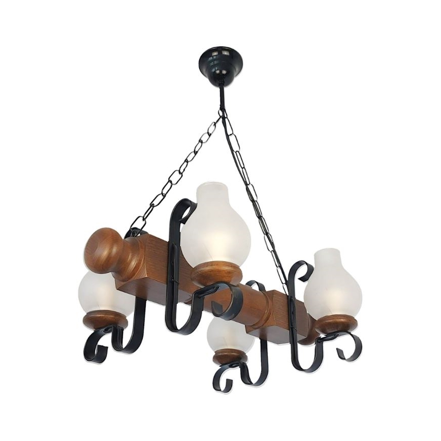Brilagi - Lustra ar ķēdi RUSTIC 4xE14/40W/230V dižskābardis/rieksts