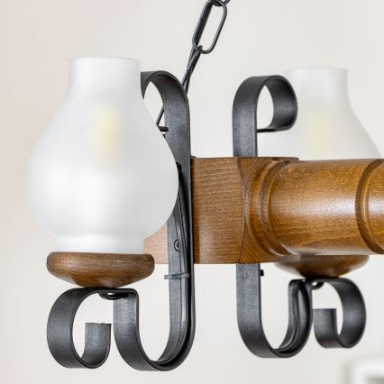 Brilagi - Lustra ar ķēdi RUSTIC 4xE14/40W/230V dižskābardis/rieksts