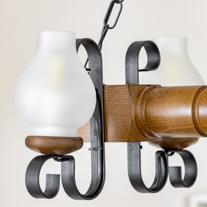 Brilagi - Lustra ar ķēdi RUSTIC 4xE14/40W/230V dižskābardis/rieksts