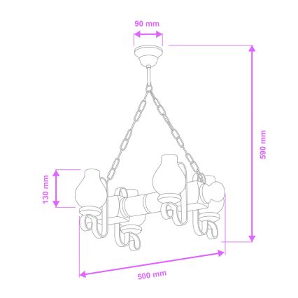 Brilagi - Lustra ar ķēdi RUSTIC 4xE14/40W/230V dižskābardis/rieksts