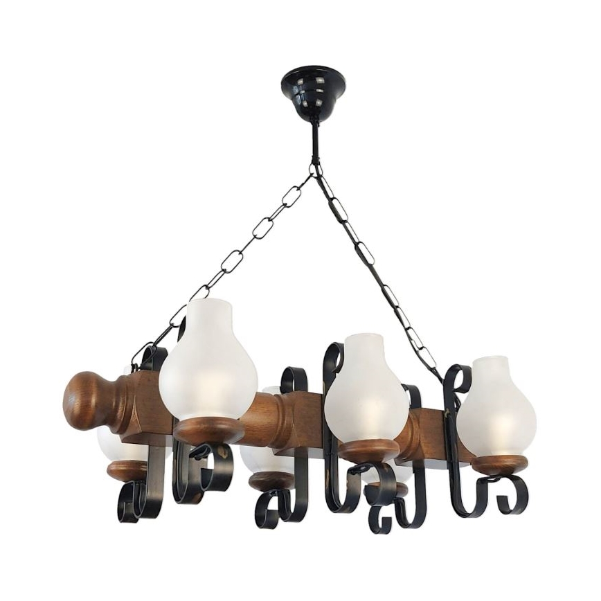Brilagi - Lustra ar ķēdi RUSTIC 6xE14/40W/230V dižskābardis/rieksts
