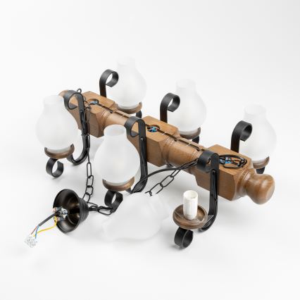 Brilagi - Lustra ar ķēdi RUSTIC 6xE14/40W/230V dižskābardis/rieksts