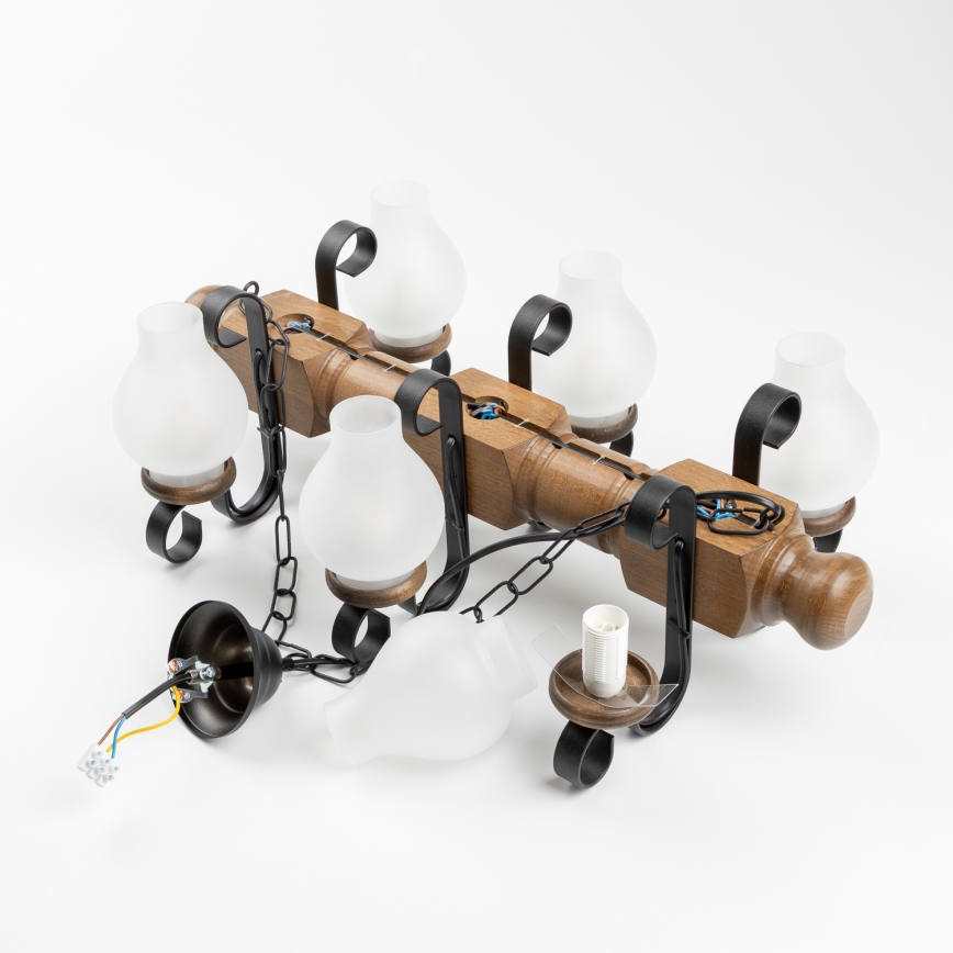 Brilagi - Lustra ar ķēdi RUSTIC 6xE14/40W/230V dižskābardis/rieksts