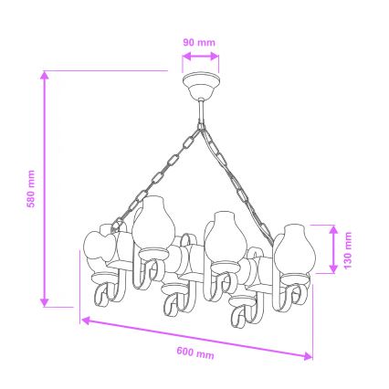 Brilagi - Lustra ar ķēdi RUSTIC 6xE14/40W/230V dižskābardis/rieksts