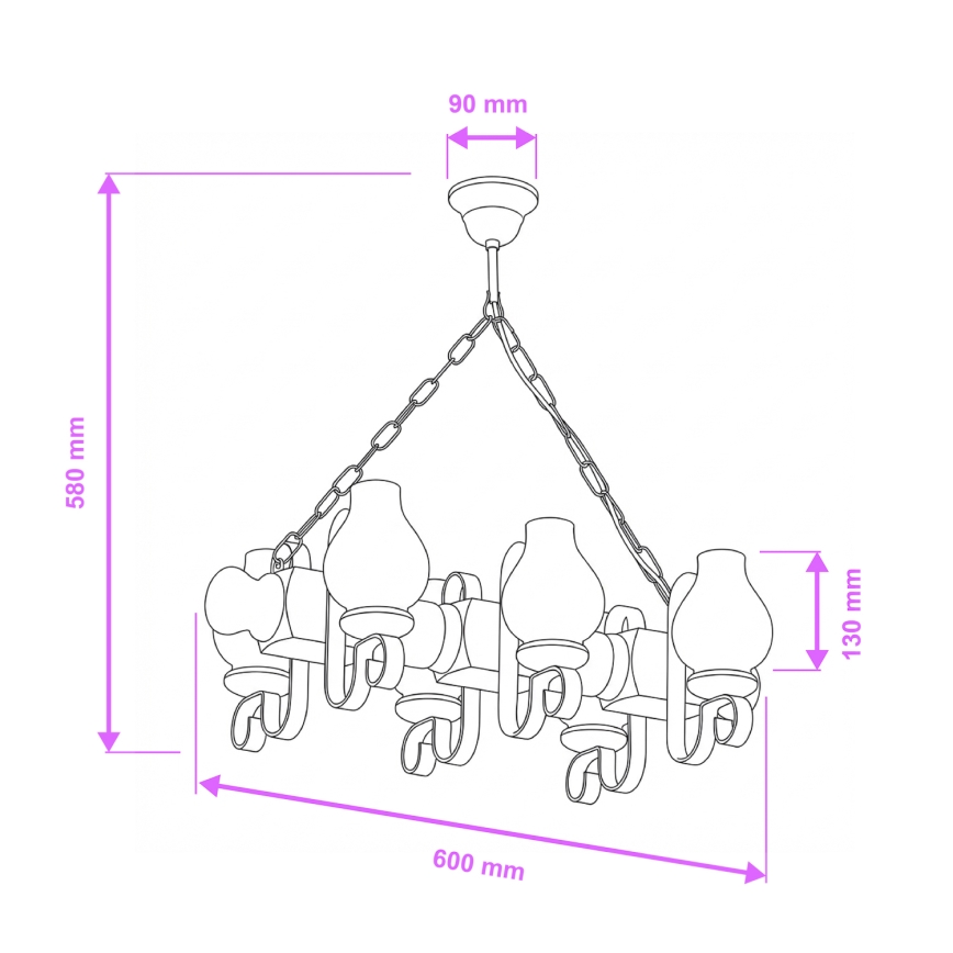 Brilagi - Lustra ar ķēdi RUSTIC 6xE14/40W/230V dižskābardis/rieksts