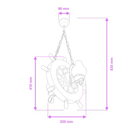 Brilagi - Lustra ar ķēdi TIMONA 2xE14/40W/230V dižskābardis/rieksts