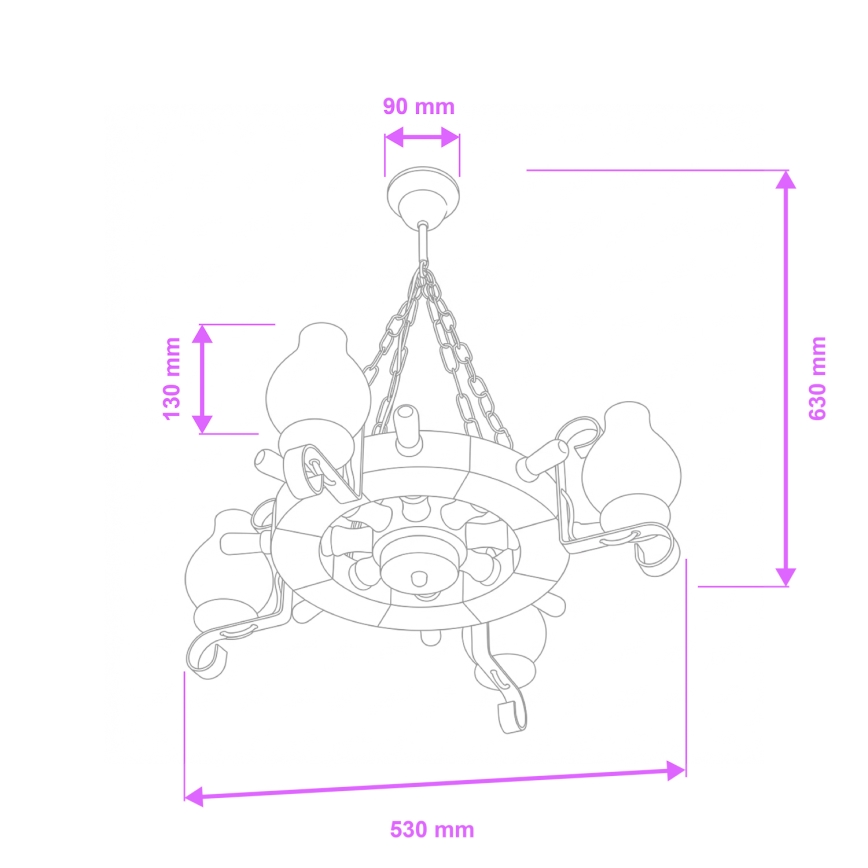 Brilagi - Lustra ar ķēdi TIMONA 4xE14/40W/230V Ø 50 cm buka