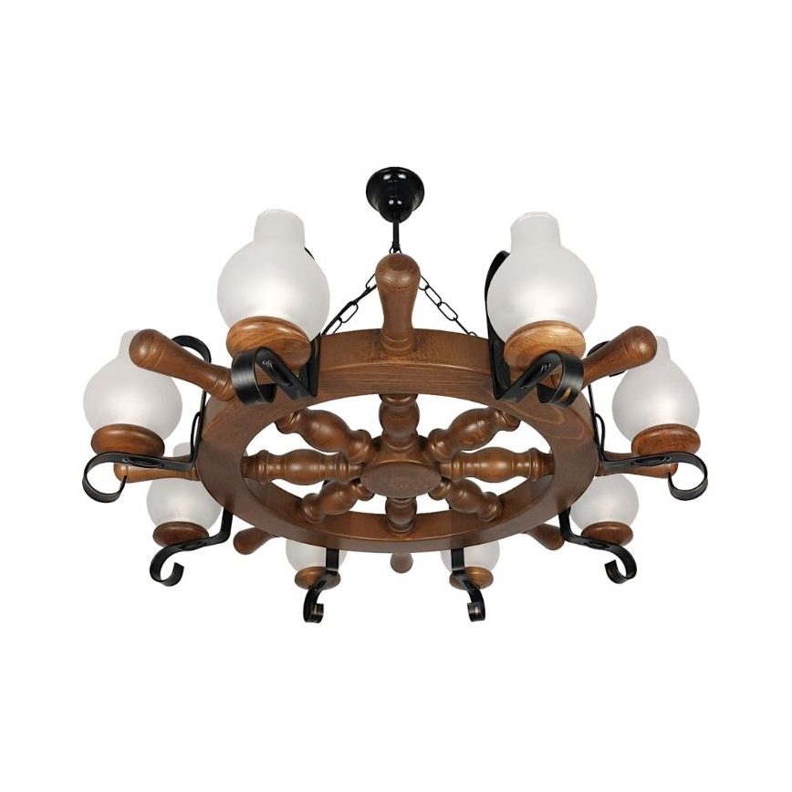 Brilagi - Lustra ar ķēdi TIMONA 8xE14/40W/230V dižskābardis/rieksts