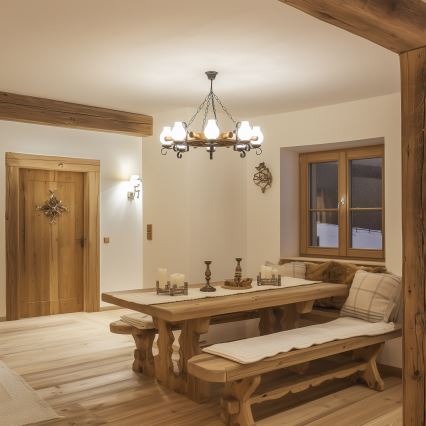 Brilagi - lustra ar ķēdi TIMONA 8xE14/40W/230V Ø 70 cm, buka/valrieksts