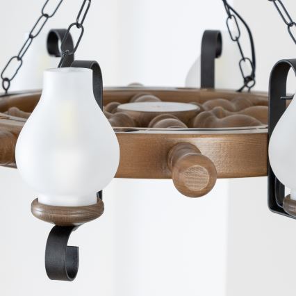 Brilagi - lustra ar ķēdi TIMONA 8xE14/40W/230V Ø 70 cm, buka/valrieksts