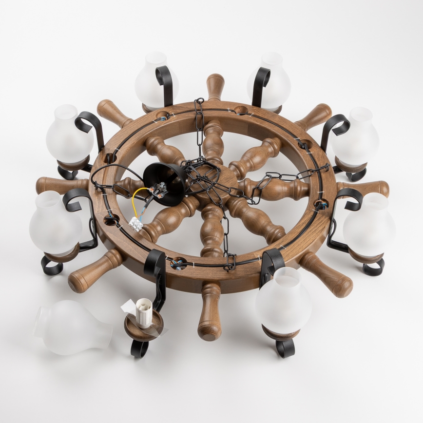 Brilagi - lustra ar ķēdi TIMONA 8xE14/40W/230V Ø 70 cm, buka/valrieksts