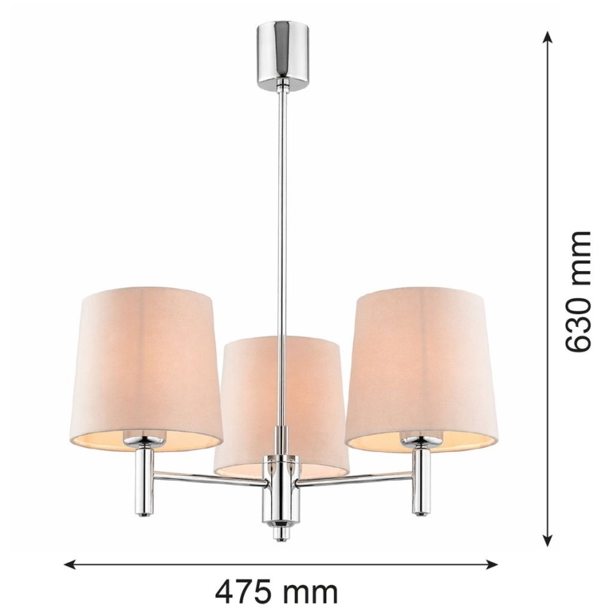 Brilagi - lustra ar stieni MONTE 3xE27/15W/230V bēša/spīdīgs hroms