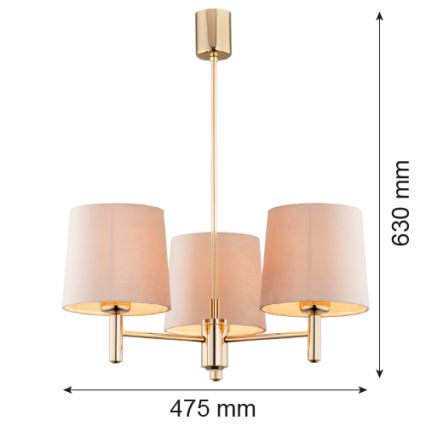 Brilagi - lustra ar stieni MONTE 3xE27/15W/230V bēša/zelta