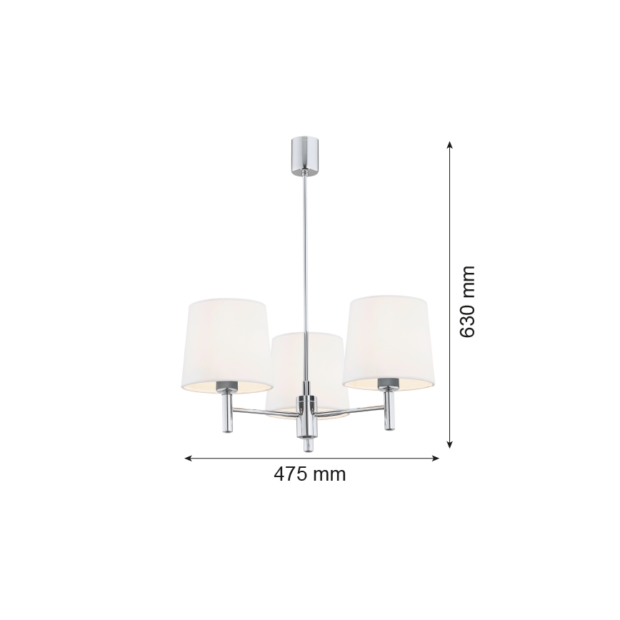 Brilagi - Lustra ar stieni MONTE 3xE27/15W/230V krēmkrāsa/spīdīgs hroms