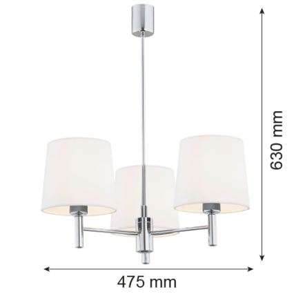 BRILAGI - Lustra ar stieni MONTE 3xE27/60W/230V krēmkrāsa/spīdīgs hroms