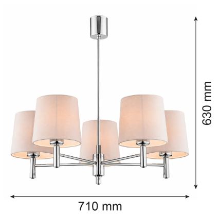 Brilagi - Lustra ar stieni MONTE 5xE27/15W/230V bēšs/spīdīgs hroms