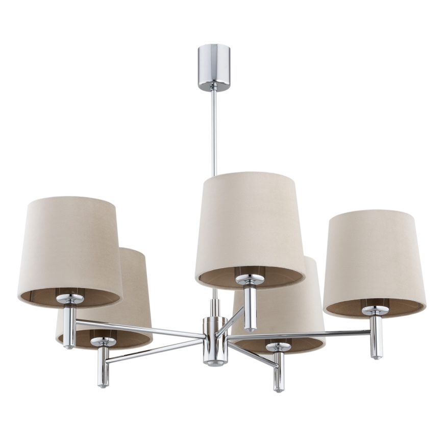 BRILAGI - Lustra ar stieni MONTE 5xE27/60W/230V bēšs/spīdīgs hroms