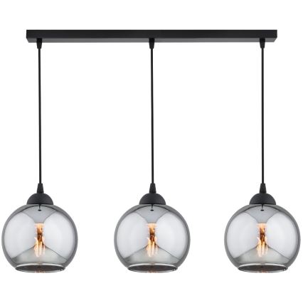 Brilagi - lustra ar vadu DIOR 3xE27/60W/230V melna/dūmakaina pelēka