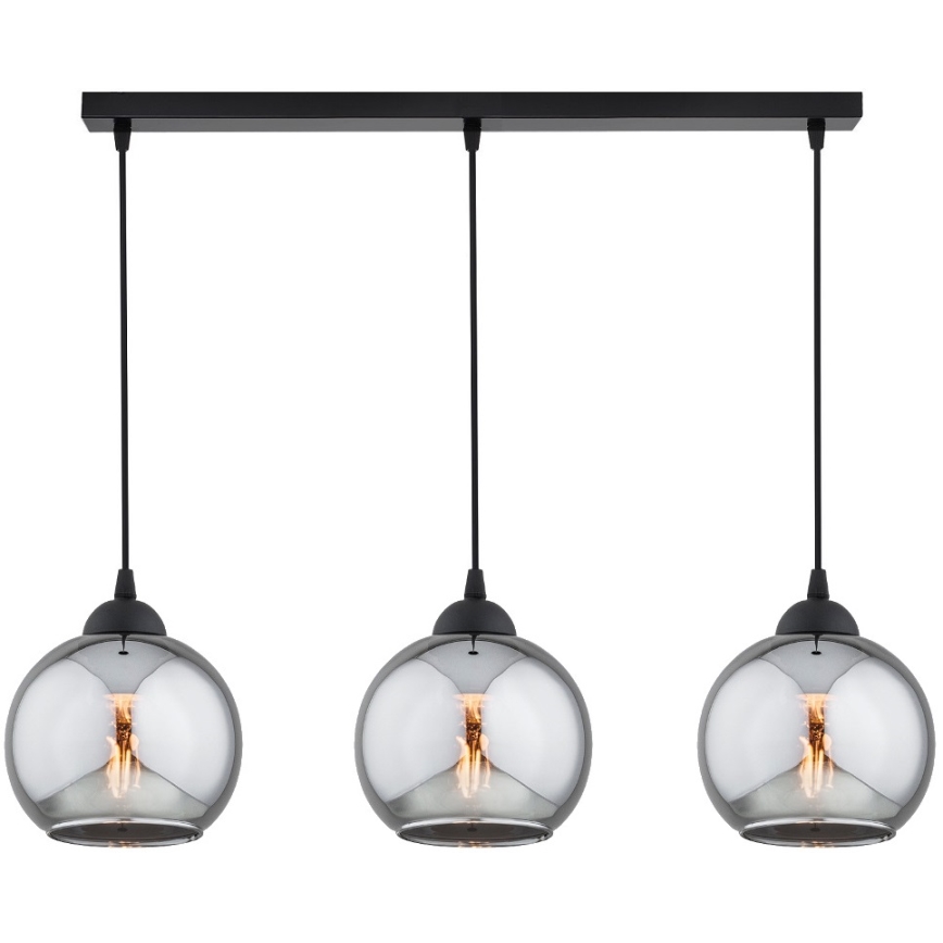 Brilagi - lustra ar vadu DIOR 3xE27/60W/230V melna/dūmakaina pelēka