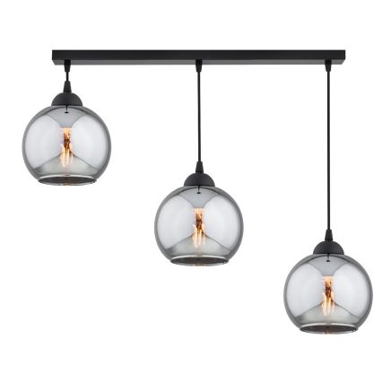 Brilagi - lustra ar vadu DIOR 3xE27/60W/230V melna/dūmakaina pelēka