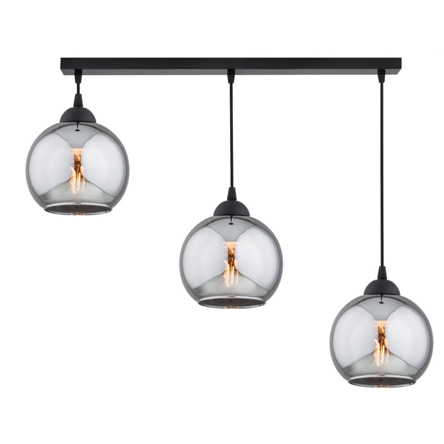 Brilagi - lustra ar vadu DIOR 3xE27/60W/230V melna/dūmakaina pelēka