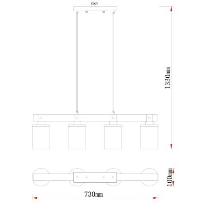 Brilagi - Lustra ar vadu VISTA 4xE27/60W/230V ozols