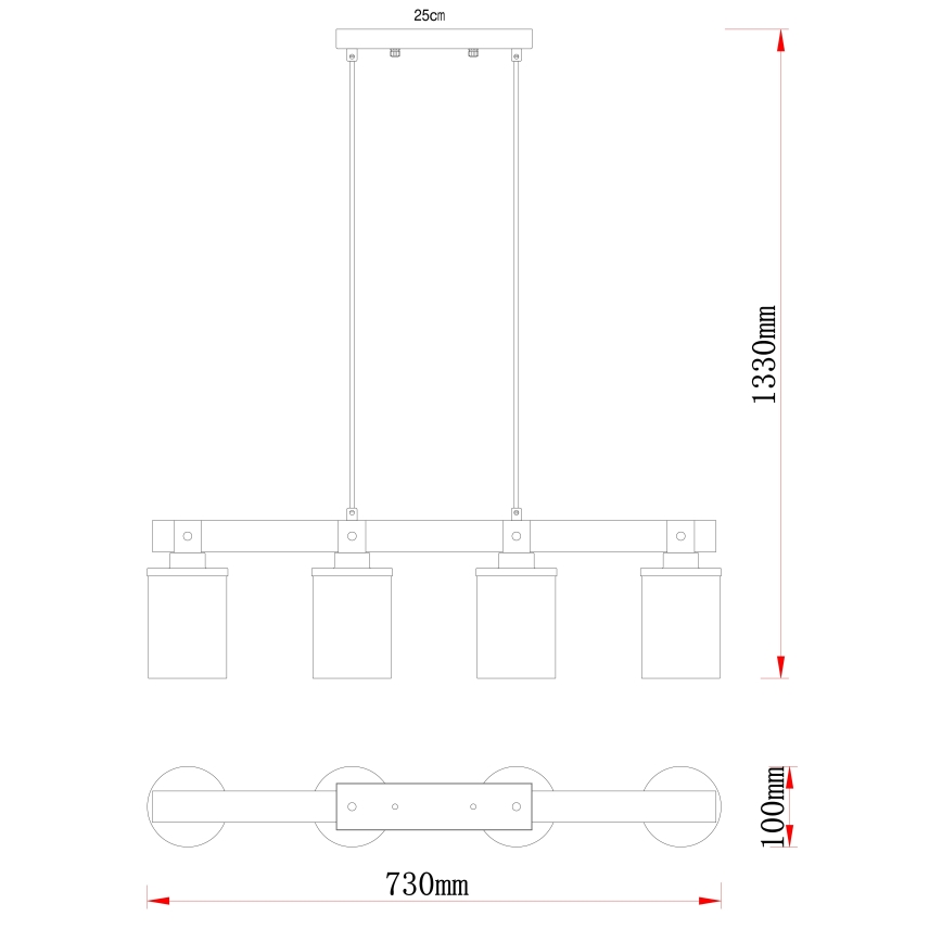 Brilagi - Lustra ar vadu VISTA 4xE27/60W/230V ozols