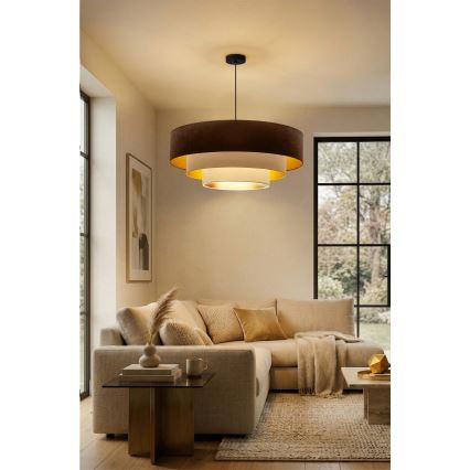Brilagi - Lustra uz kabeļa LUNETA 3xE27/60W/230V Ø 80 cm brūna/bēša/krēmkrāsaina