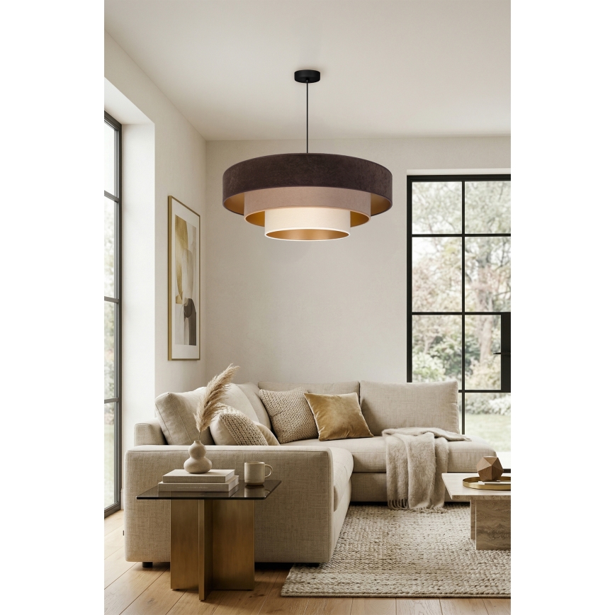 Brilagi - Lustra uz kabeļa LUNETA 3xE27/60W/230V Ø 80 cm brūna/bēša/krēmkrāsaina