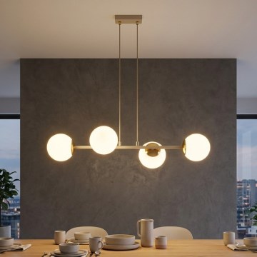 Brilagi - lustra uz kabeļa MILO ECRU 4xE27/60W/230V bēša/zelta