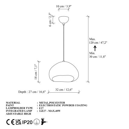 Brilagi - Lustra uz kabeļa WABI SABI 1xE27/40W/230V Ø 32 cm balta
