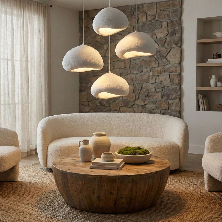 Brilagi - Lustra uz kabeļa WABI SABI 4xE27/40W/230V Ø 95 cm balta