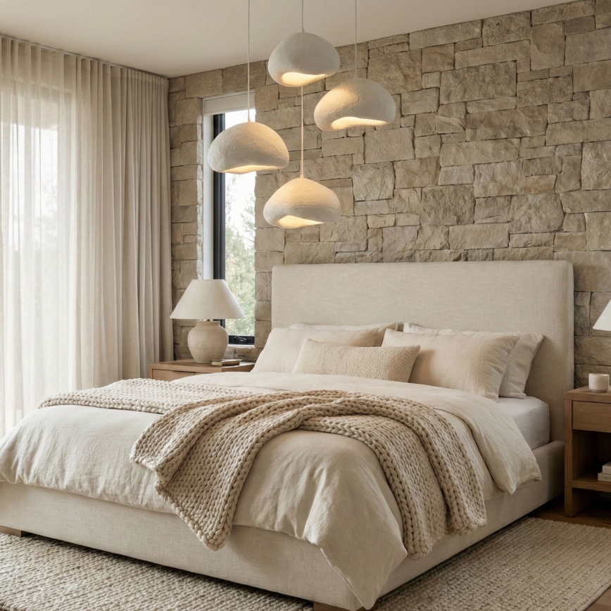 Brilagi - Lustra uz kabeļa WABI SABI 4xE27/40W/230V Ø 95 cm balta