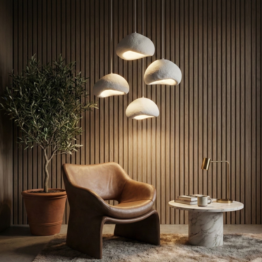 Brilagi - Lustra uz kabeļa WABI SABI 4xE27/40W/230V Ø 95 cm balta