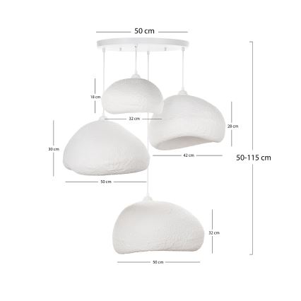 Brilagi - Lustra uz kabeļa WABI SABI 4xE27/40W/230V Ø 95 cm balta