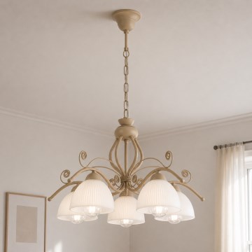 Brilagi - Lustra uz ķēdes ANTICO MODERN 5xE27/60W/230V bēša