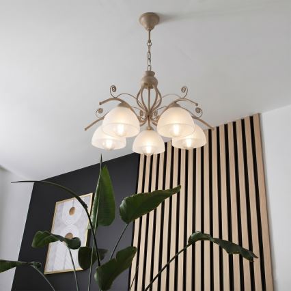 Brilagi - Lustra uz ķēdes ANTICO MODERN 5xE27/60W/230V bēša