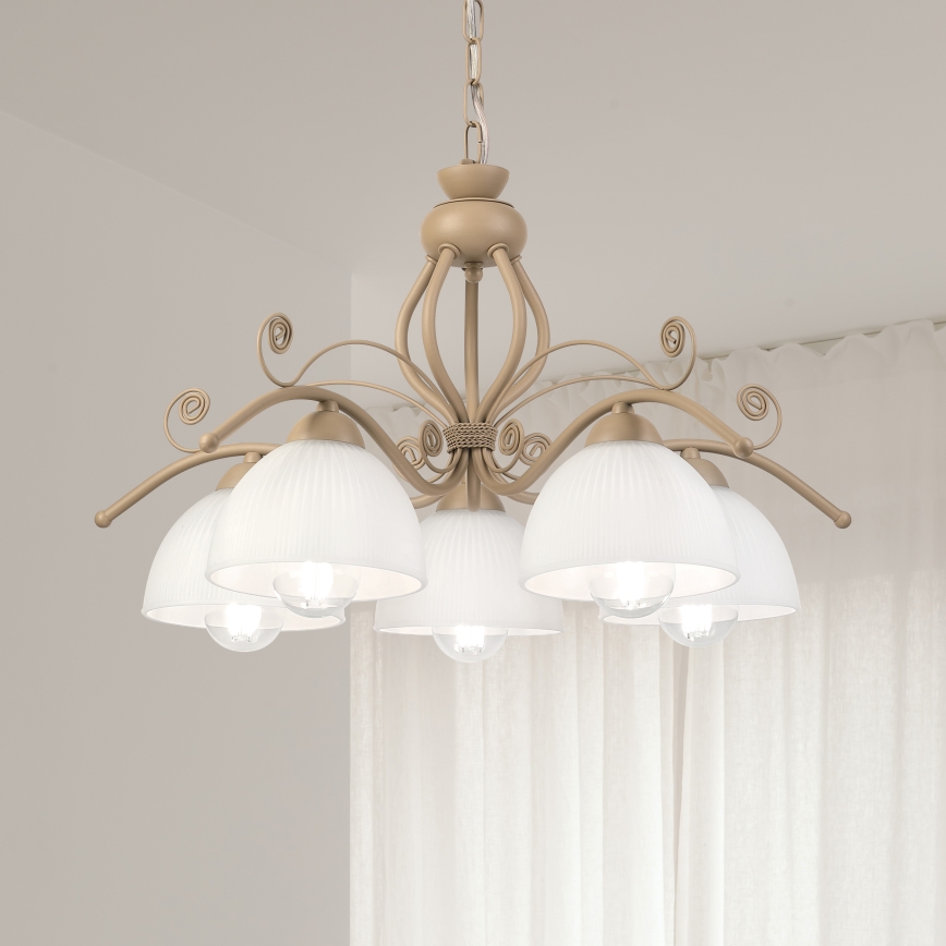 Brilagi - Lustra uz ķēdes ANTICO MODERN 5xE27/60W/230V bēša