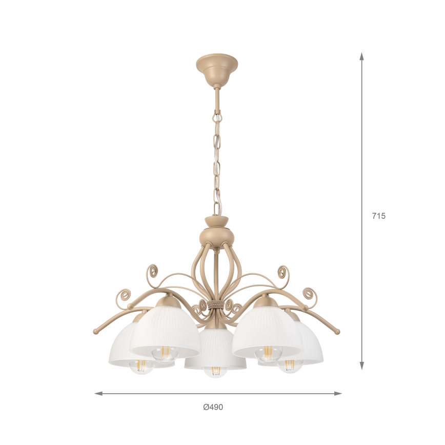 Brilagi - Lustra uz ķēdes ANTICO MODERN 5xE27/60W/230V bēša