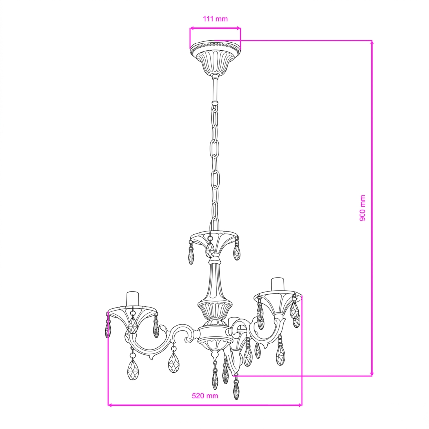 BRILAGI - Lustra uz ķēdes CLASSIC 3xE14/10W/230V krēmkrāsa/patina