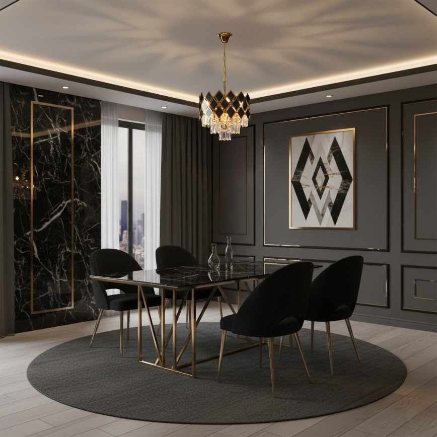 Brilagi - Lustra uz ķēdes CRISTAL 5xE14/40W/230V Ø 38 cm zelta/melna