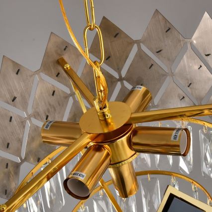 Brilagi - Lustra uz ķēdes CRISTAL 5xE14/40W/230V Ø 38 cm zelta/melna