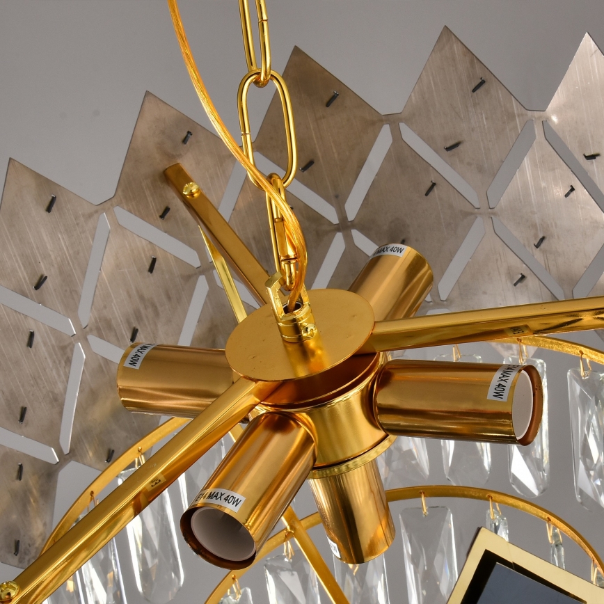 Brilagi - Lustra uz ķēdes CRISTAL 5xE14/40W/230V Ø 38 cm zelta/melna