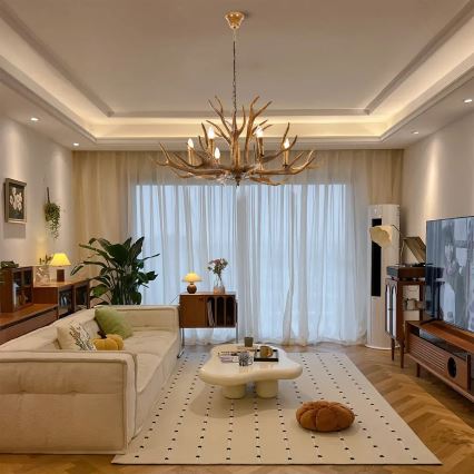 Brilagi - Lustra uz ķēdes DEER 6xE14/10W/230V diametrs 102 cm ragu motīvs