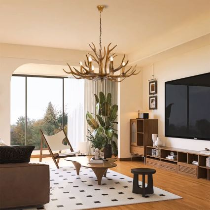 Brilagi - Lustra uz ķēdes DEER 6xE14/10W/230V diametrs 102 cm ragu motīvs