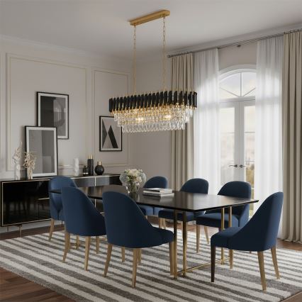 Brilagi - Lustra uz ķēdes ECLIPSE 10xE14/10W/230V 78x28 cm melna/zeltaina