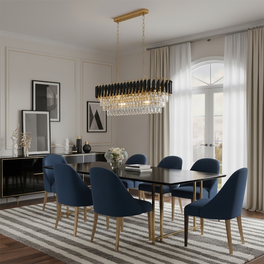 Brilagi - Lustra uz ķēdes ECLIPSE 10xE14/10W/230V 78x28 cm melna/zeltaina