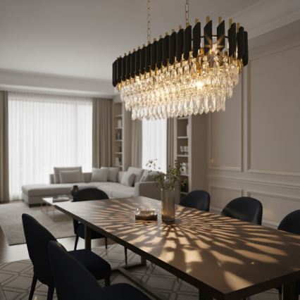 Brilagi - Lustra uz ķēdes ECLIPSE 10xE14/10W/230V 78x28 cm melna/zeltaina