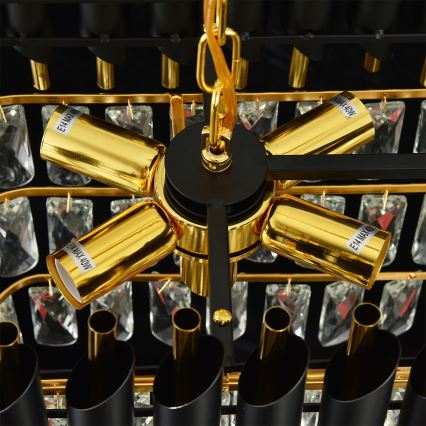 Brilagi - Lustra uz ķēdes ECLIPSE 10xE14/10W/230V 78x28 cm melna/zeltaina